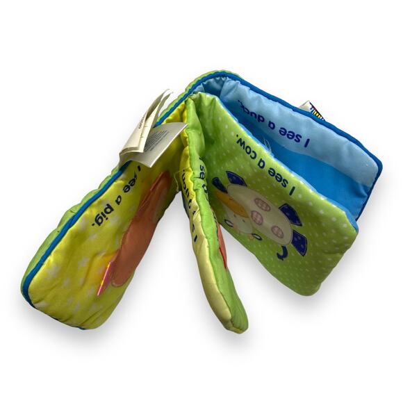 Who Do You See: My First Taggies Book Cow Mirror Lion Pig Giraffe Bee Cloth - Picture 8 of 8